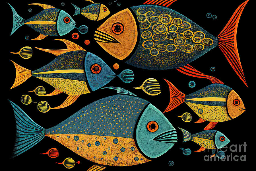 The fish knows everything #7 Mixed Media by Binka Kirova
