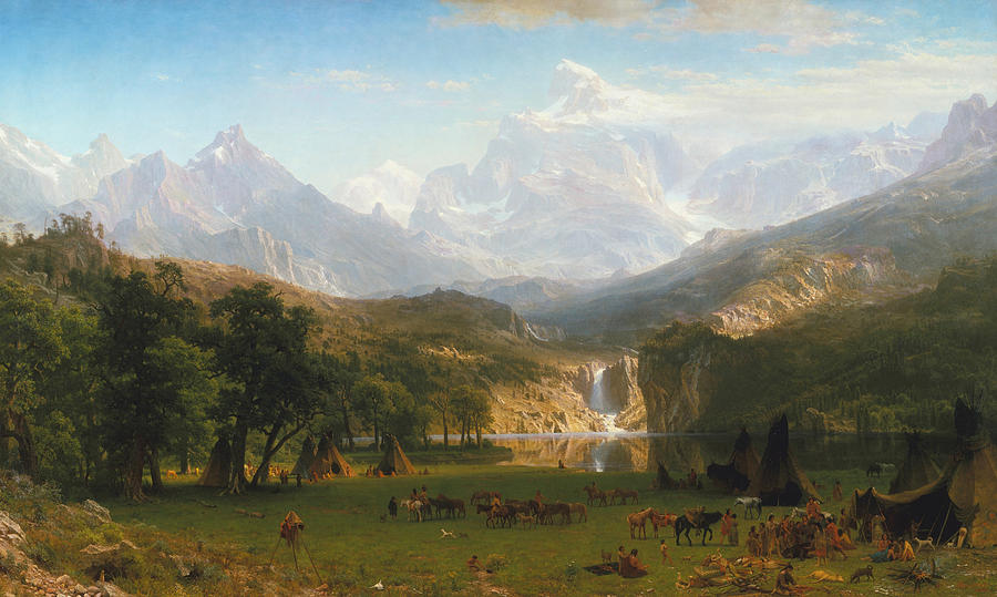 Albert Bierstadt  Painting - The Rocky Mountains by Albert Bierstadt by Mango Art