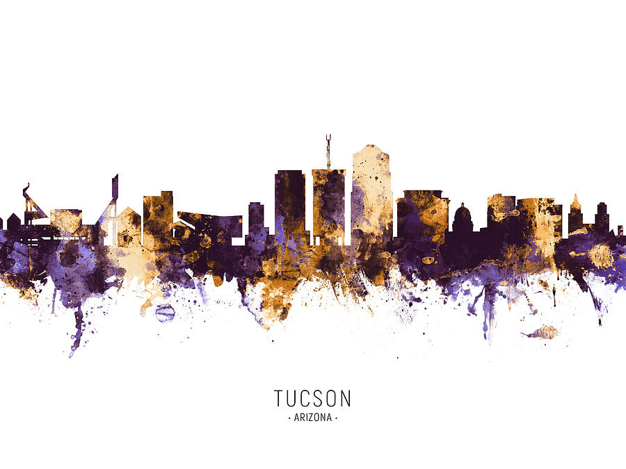 Tucson Digital Art - Tucson Arizona Skyline #11 by Michael Tompsett