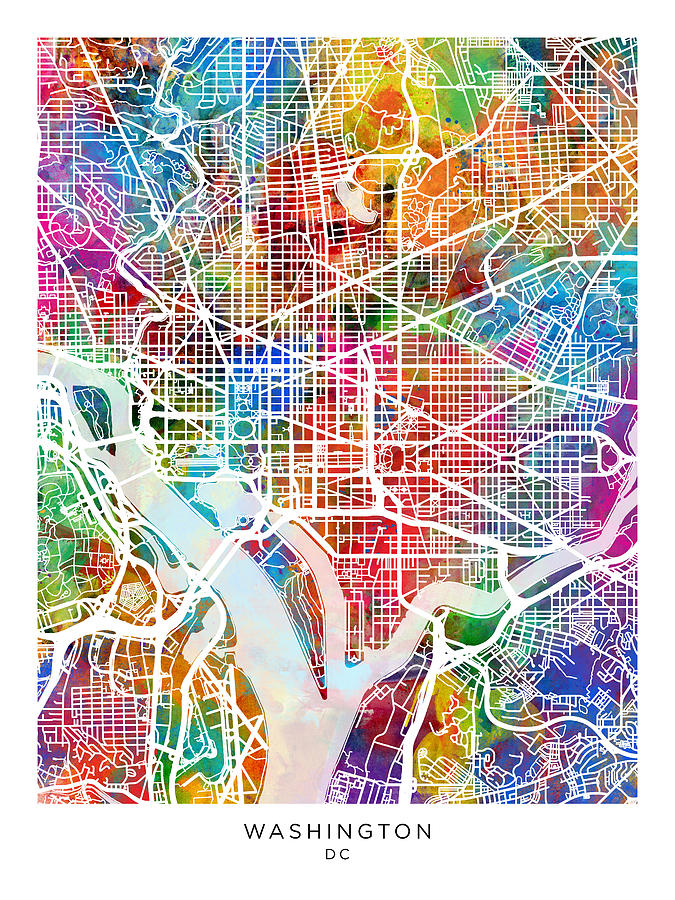 Washington DC Street Map #11 Digital Art by Michael Tompsett