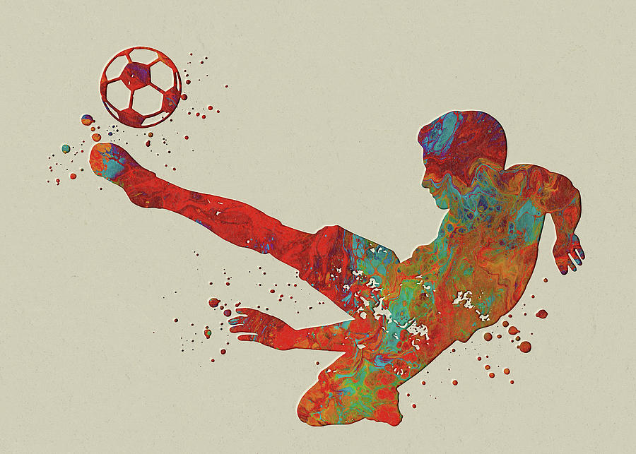 Watercolor Soccer Player Man Watercolor Print Running Soccer Boy ...