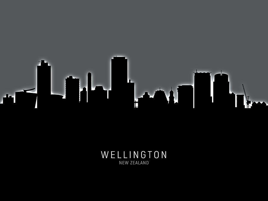 Skyline Digital Art - Wellington New Zealand Skyline #11 by Michael Tompsett
