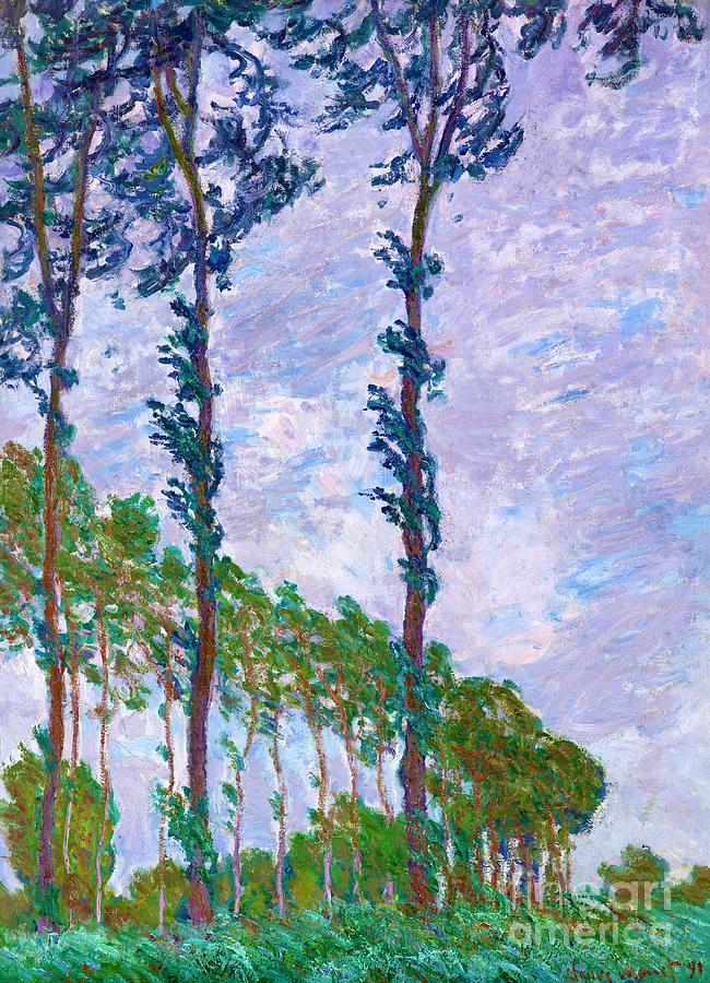 Wind Effect, Series of The Poplars #11 Painting by Claude Monet