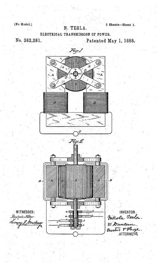 Nikola Tesla Patent #110 Mixed Media by Nikola Tesla - Fine Art America