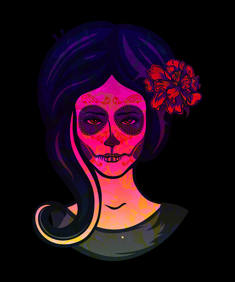 Abstract Mexican Day Of The Dead Woman Digital Art by CalNyto - Fine ...