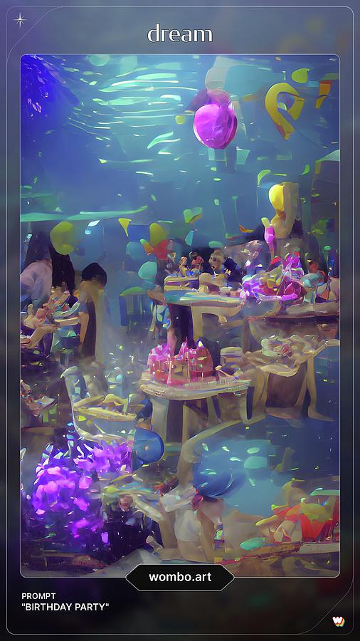 AI Underwater Birthday Party  Digital Art by Denise F Fulmer