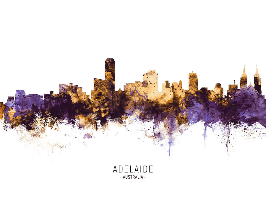 Skyline Digital Art - Adelaide Australia Skyline #12 by Michael Tompsett