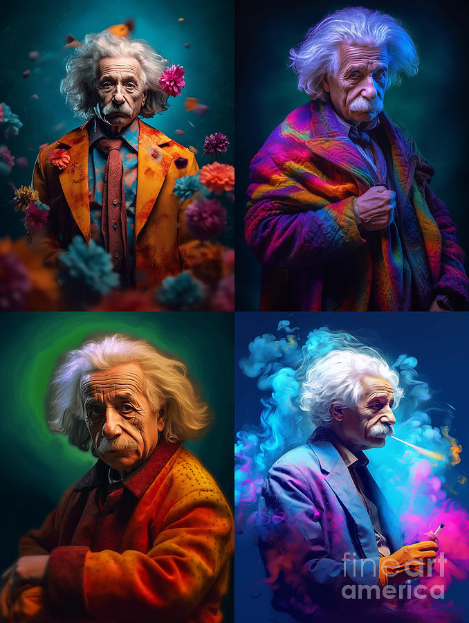 Albert  einstein  Surreal  Cinematic  Minimalistic   by Asar Studios #12 Painting by Celestial Images