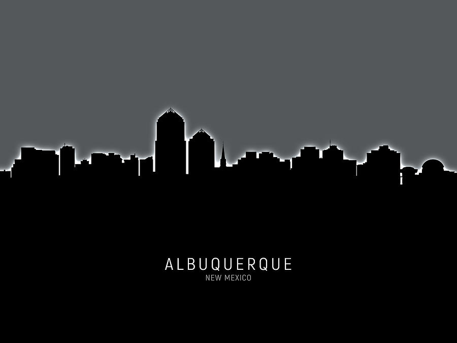 Albuquerque Digital Art - Albuquerque New Mexico Skyline #12 by Michael Tompsett