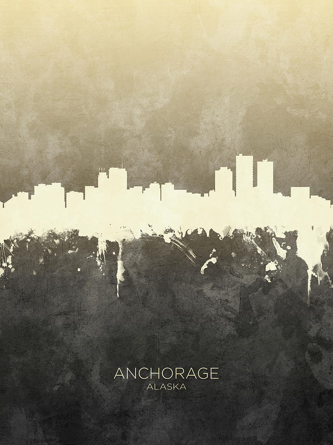 Anchorage Digital Art - Anchorage Alaska Skyline #12 by Michael Tompsett