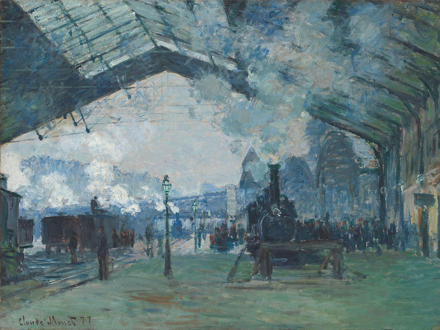Claude Monet Painting - Arrival of the Normandy Train  Gare Saint Lazare  #12 by Claude Monet