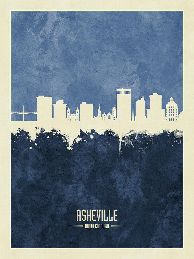 Asheville North Carolina Skyline #12 Digital Art by Michael Tompsett