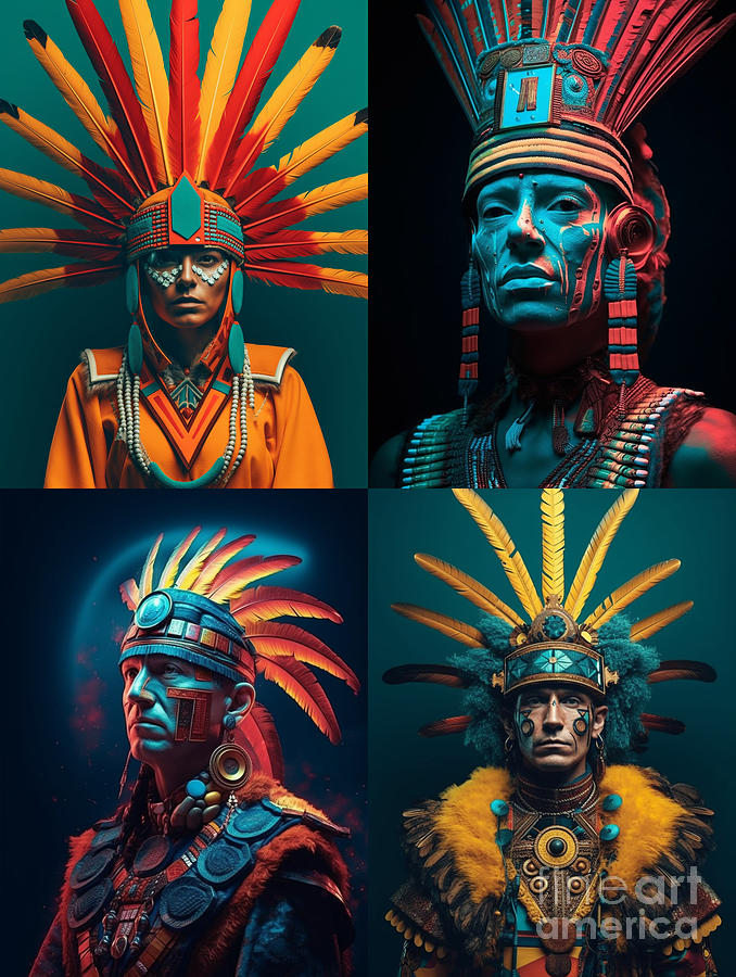 Aztecan  Chief  Surreal  Cinematic  Minimalistic  By Asar Studios Painting