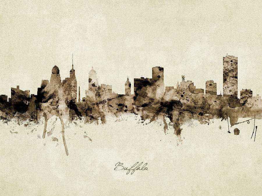 Buffalo New York Skyline #12 Digital Art by Michael Tompsett