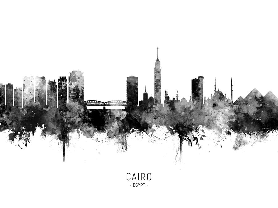 Skyline Digital Art - Cairo Egypt Skyline #12 by Michael Tompsett