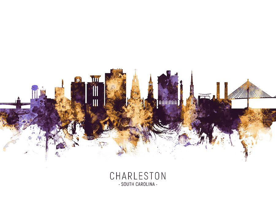 Skyline Digital Art - Charleston South Carolina Skyline #12 by Michael Tompsett