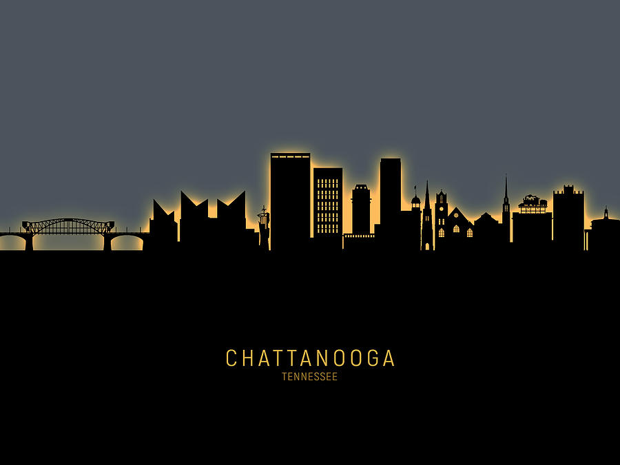 Skyline Digital Art - Chattanooga Tennessee Skyline #12 by Michael Tompsett