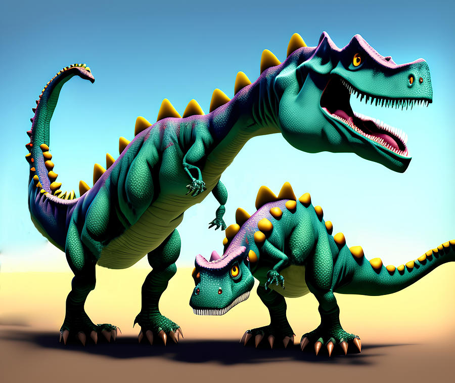 Prehistoric Digital Art - Dinosaur, Generative AI Illustration #12 by Miroslav Nemecek