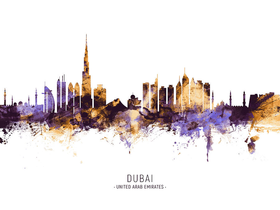 Dubai Skyline #12 Digital Art by Michael Tompsett