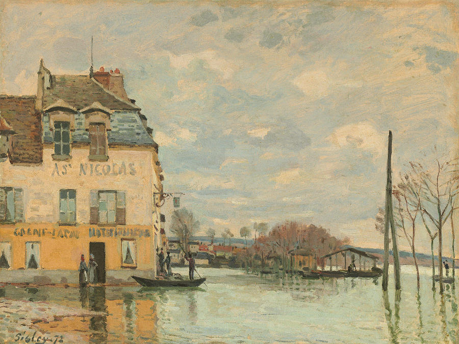 Alfred Sisley Painting - Flood at Port Marly  #12 by Alfred Sisley