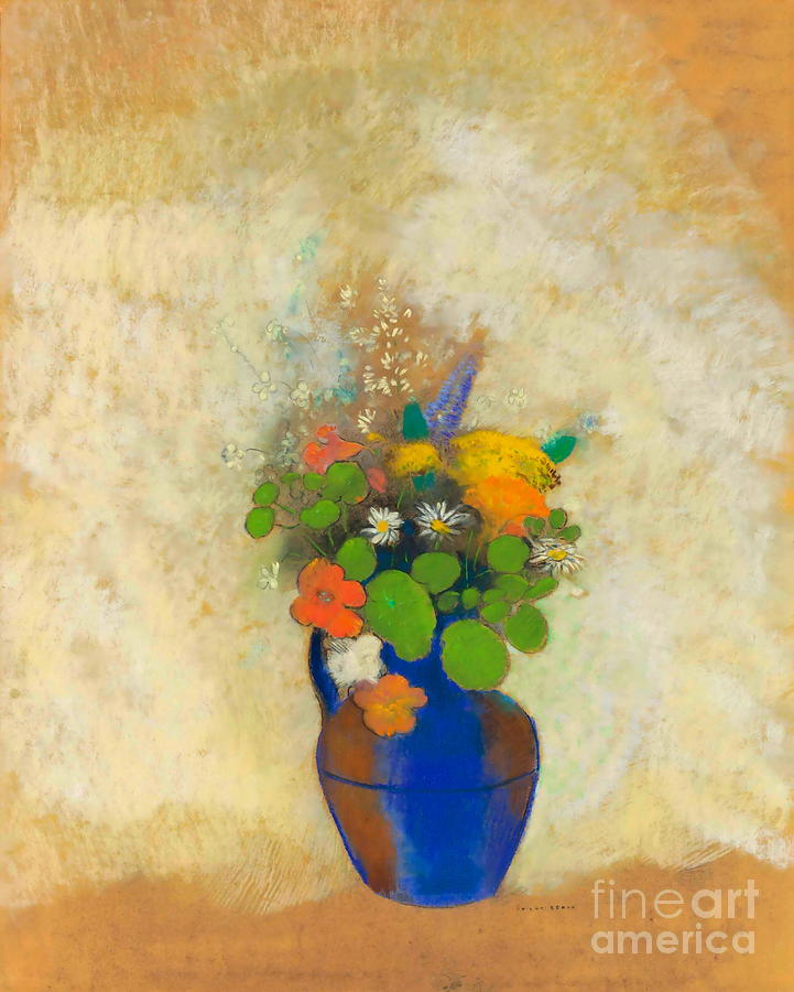 Flowers in a vase #12 Painting by Odilon Redon