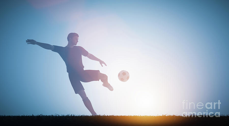 Football soccer player shooting a ball on goal Photograph by Michal ...