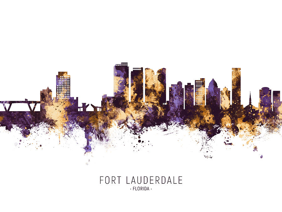 Fort Lauderdale Florida Skyline #12 Digital Art by Michael Tompsett