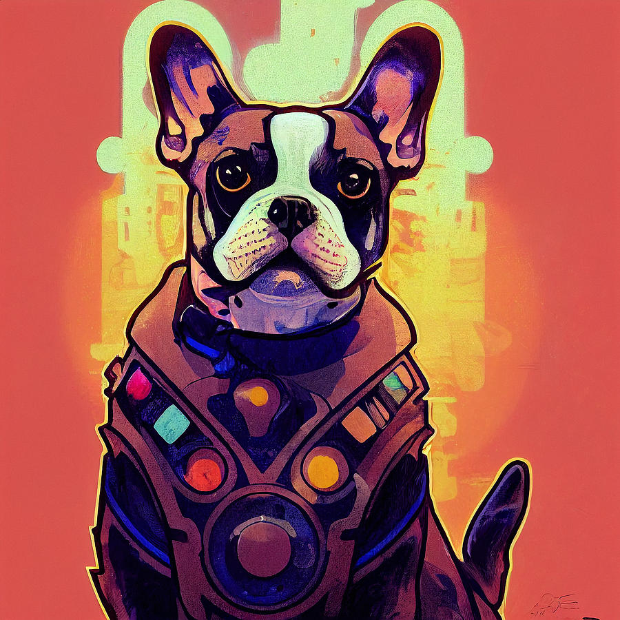 Dog Mixed Media - French bulldog #12 by SampadArt Gallery