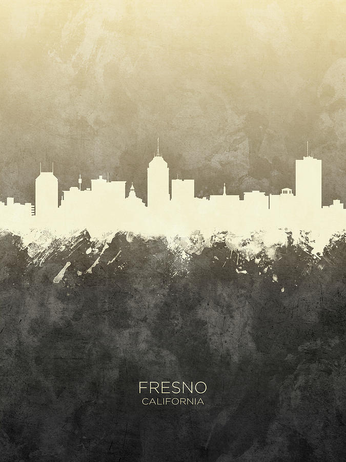 Fresno Digital Art - Fresno California Skyline #12 by Michael Tompsett