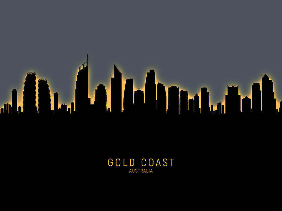 Gold Coast Australia Skyline #12 Digital Art by Michael Tompsett