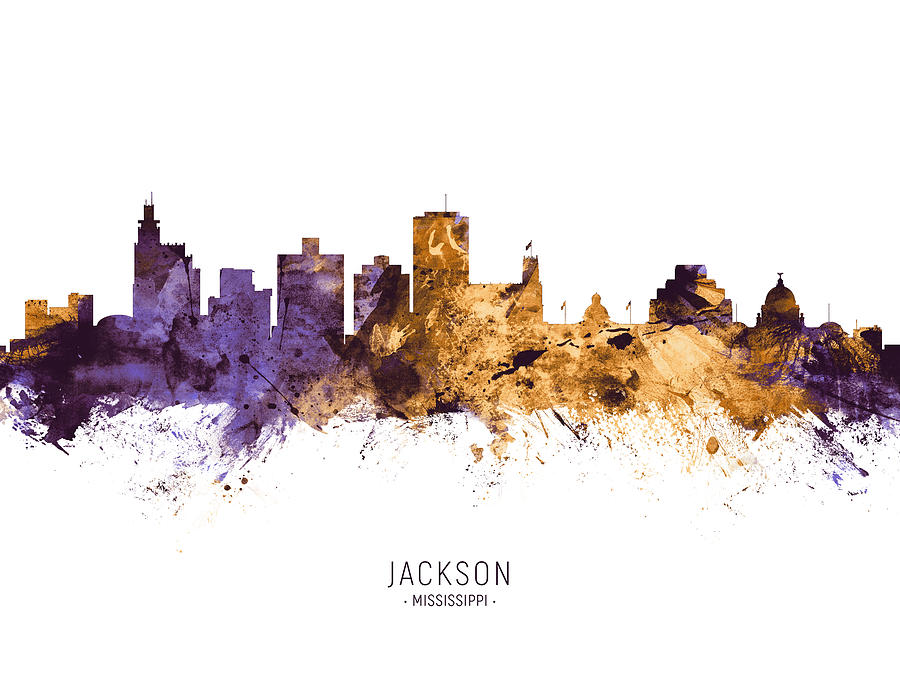 Jackson Mississippi Skyline Digital Art By Michael Tompsett - Fine Art ...