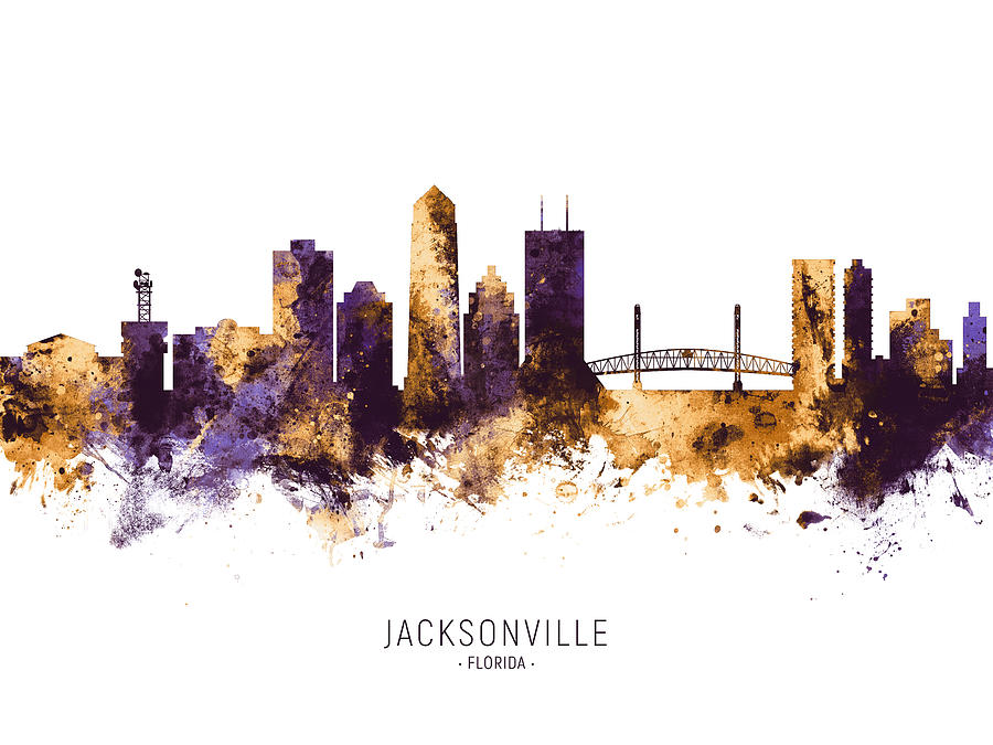 Jacksonville Digital Art - Jacksonville Florida Skyline #12 by Michael Tompsett