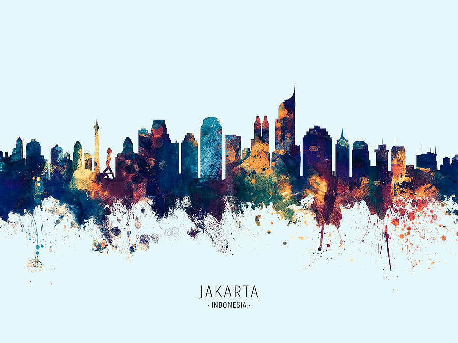 Jakarta Skyline Indonesia #12 Digital Art by Michael Tompsett