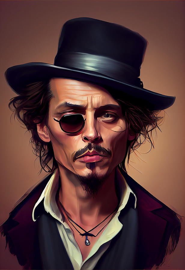 Johnny Depp Caricature #12 Mixed Media by Stephen Smith Galleries ...