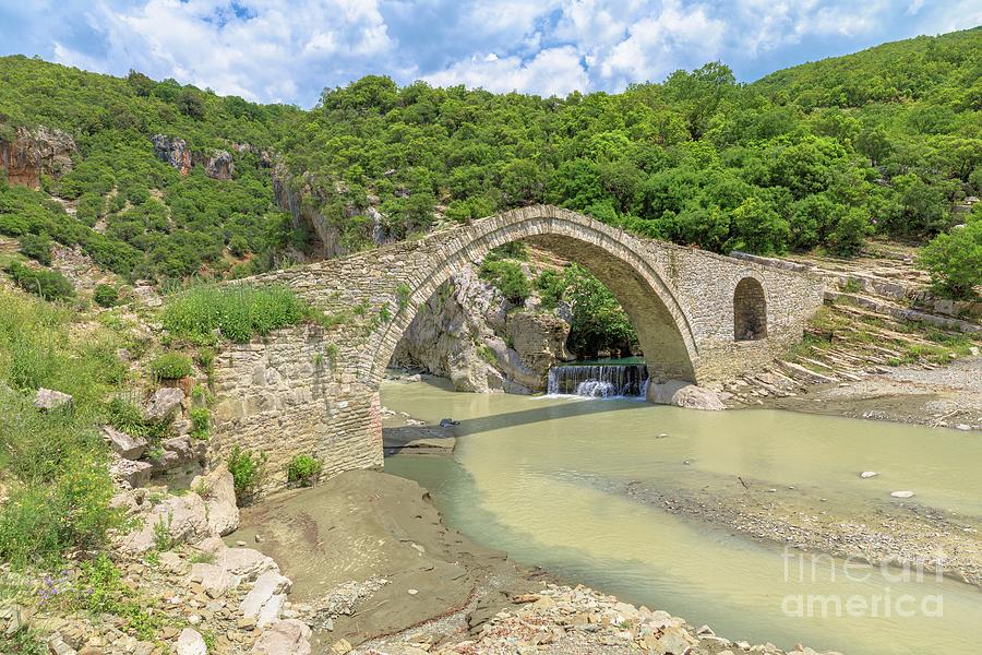 Kadiut Bridge historic stone bridge in Albania #12 Digital Art by Benny Marty