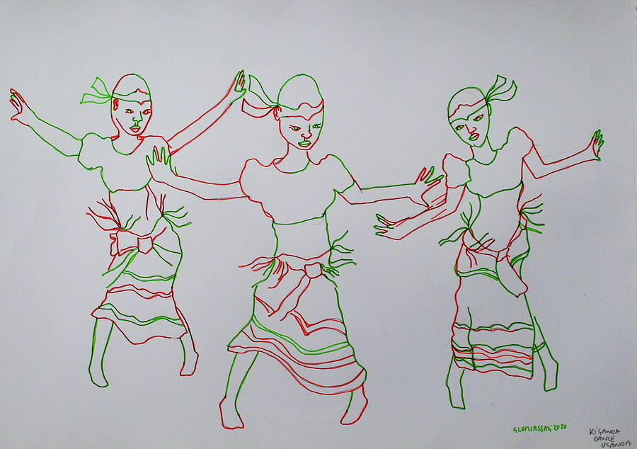 Kiganda Traditional Dance Uganda #12 Painting by Gloria Ssali
