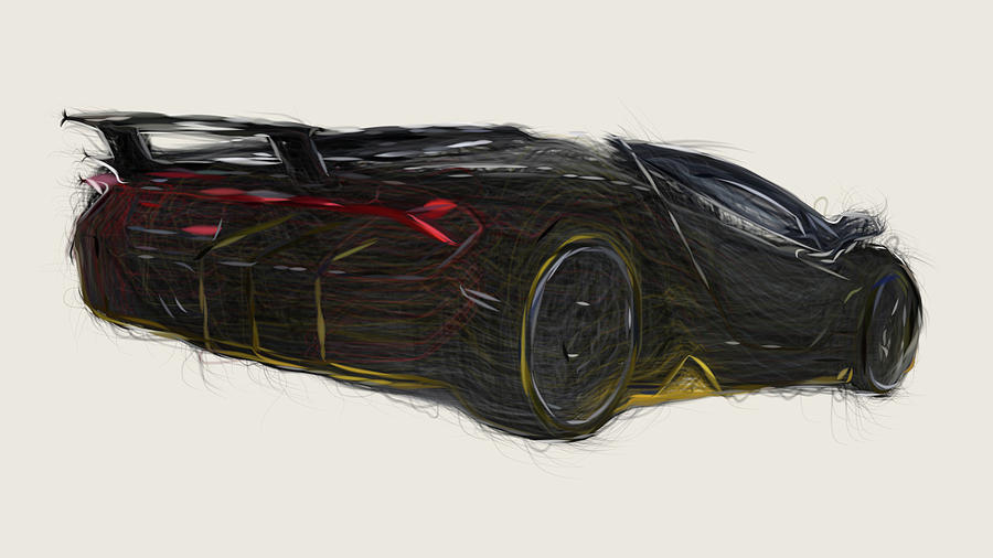 Lamborghini Centenario Car Drawing Digital Art by CarsToon Concept ...