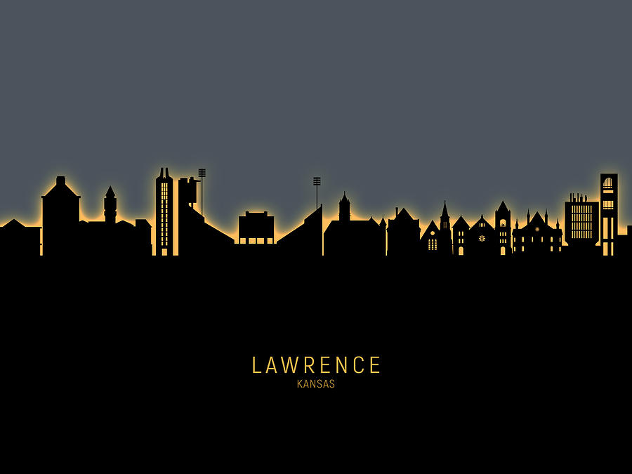 Lawrence Kansas Skyline #12 Digital Art by Michael Tompsett