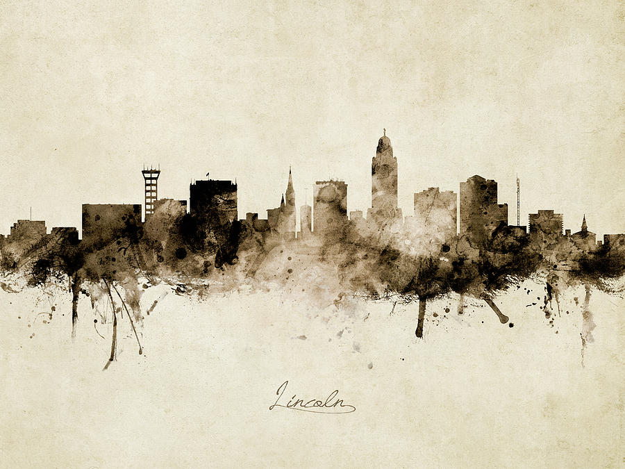 Lincoln Nebraska Skyline #12 Digital Art by Michael Tompsett