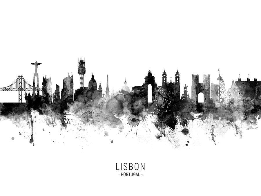 Lisbon Portugal Skyline #12 Digital Art by Michael Tompsett