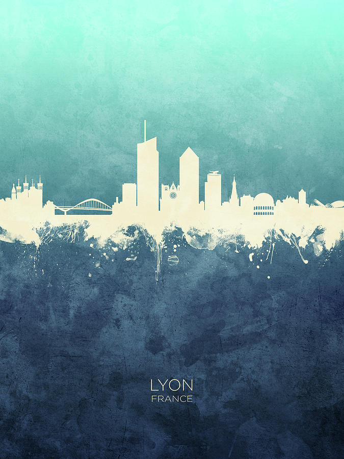 Skyline Digital Art - Lyon France Skyline #12 by Michael Tompsett