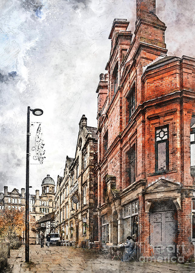 Manchester city watercolor #12 Digital Art by Justyna Jaszke JBJart