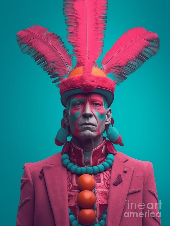 Mayan  Chief  Surreal  Cinematic  Minimalistic  Shot  By Asar Studios Painting
