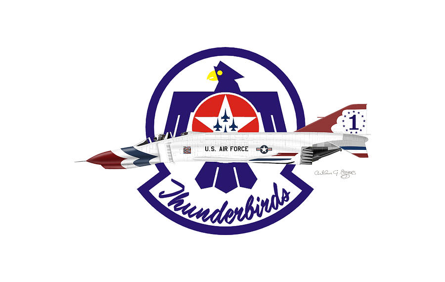 McDonnell Douglas, F-4E, Phantom II, Thunderbird #9 Digital Art by Arthur Eggers