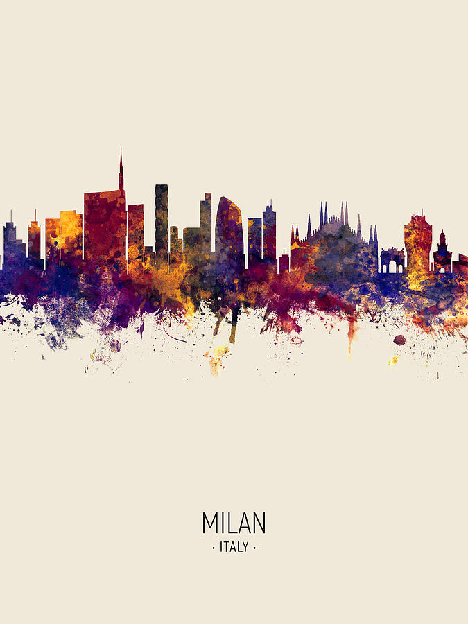 Milan Italy Skyline #12 Digital Art by Michael Tompsett