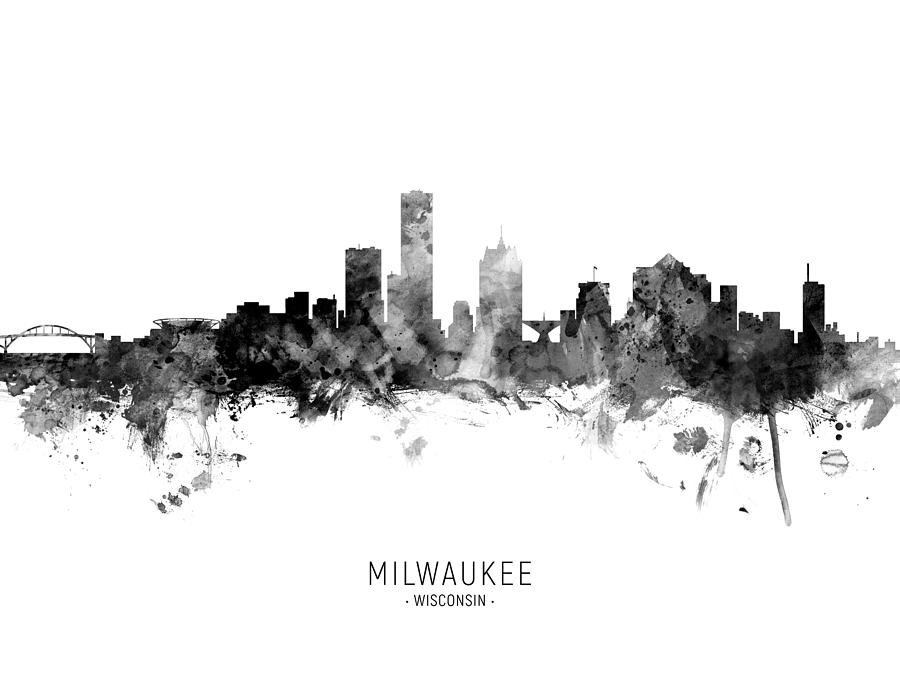 Milwaukee Digital Art - Milwaukee Wisconsin Skyline #12 by Michael Tompsett