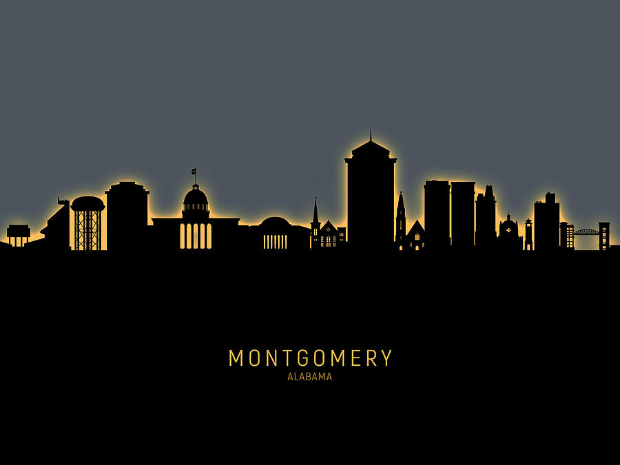 Montgomery Alabama Skyline #12 Digital Art by Michael Tompsett