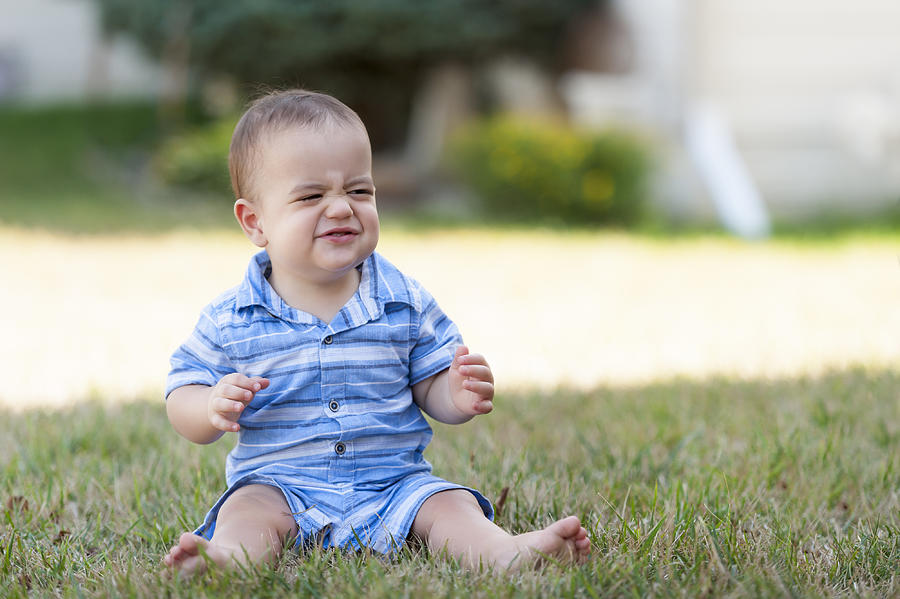 12 Month Old Baby Makes a Funny Face and While Showing His Muscles Photograph by Jill Lehmann Photography