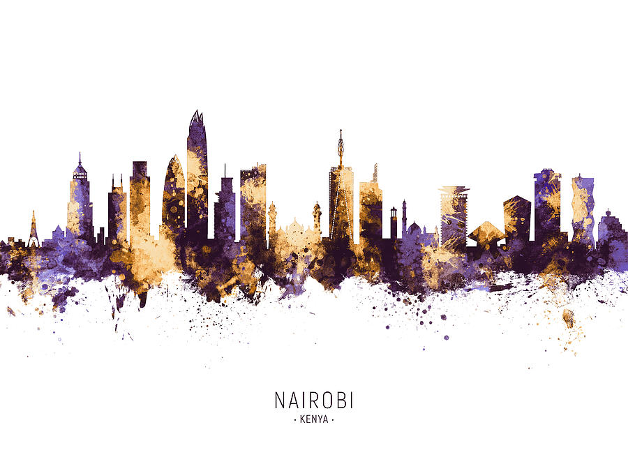 Nairobi Kenya Skyline #12 Digital Art by Michael Tompsett