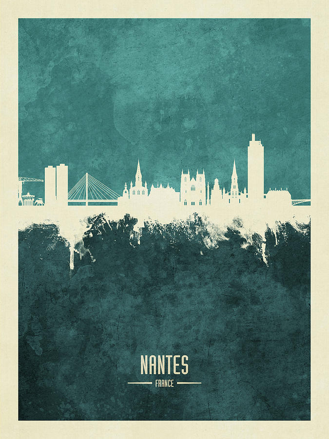 Nantes France Skyline #12 Digital Art by Michael Tompsett